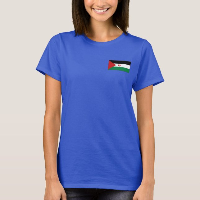 Western Sahara Flag and Map dk T-Shirt (Front)