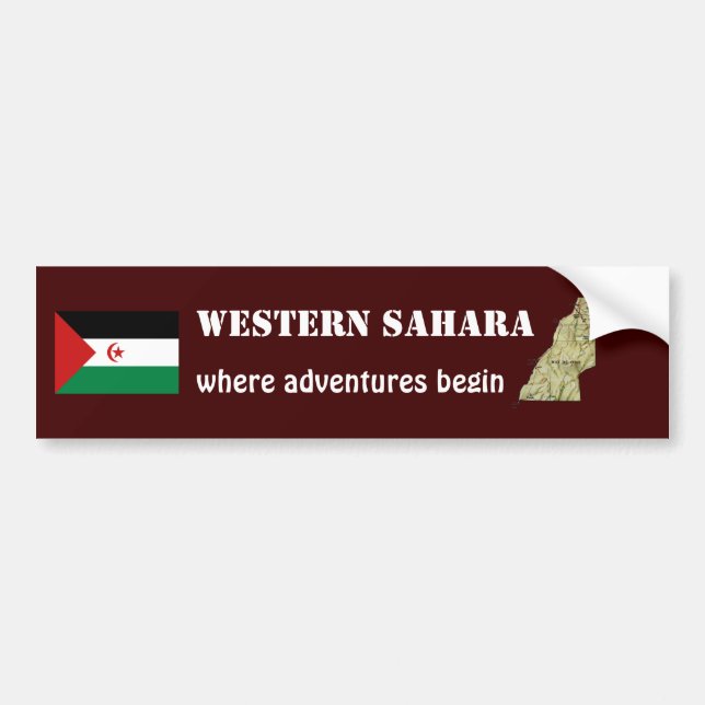 Western Sahara Flag + Map Bumper Sticker (Front)