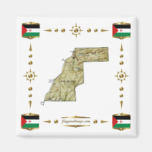 Western Sahara Map + Flags Magnet