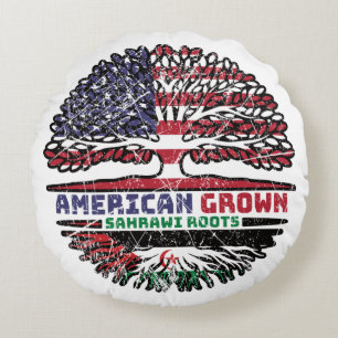 Western Sahara Sahrawi American USA Tree Roots Round Pillow