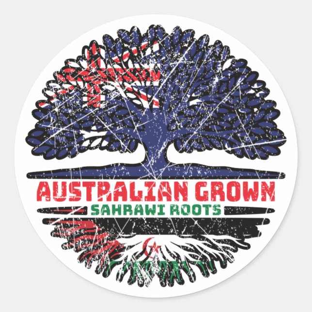 Western Sahara Sahrawi Australian Australia Tree Classic Round Sticker (Front)