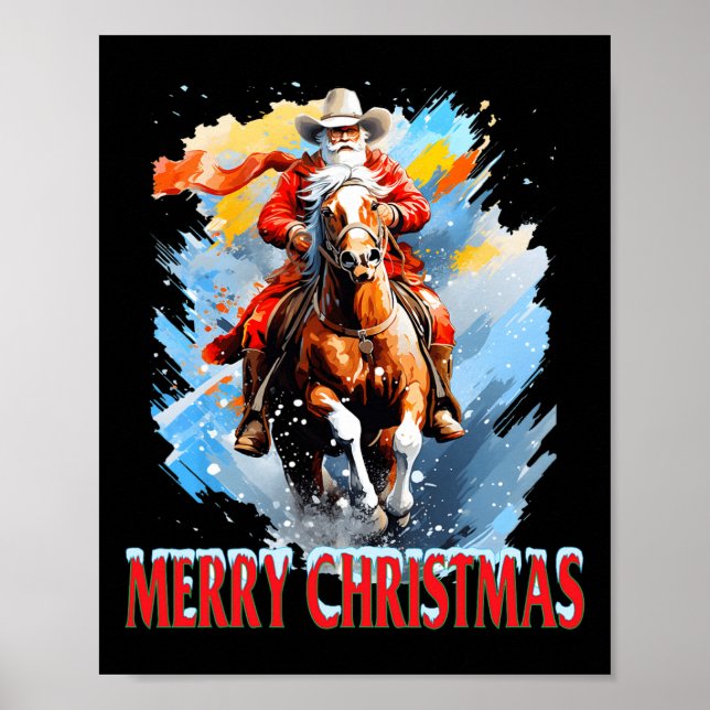 Western Santa Merry Christmas  Poster (Front)