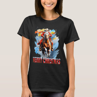 Western Santa Merry Christmas  T-Shirt