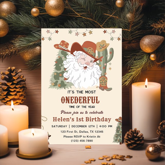 Western Santa Oh What Fun Christmas Birthday  Invitation (Creator Uploaded)