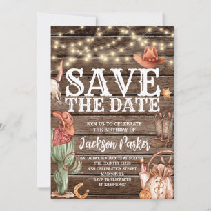 Western Save the Date Birthday Country Birthday Invitation
