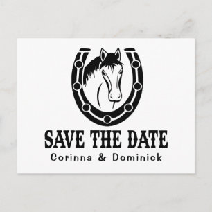 Western Save The Date Engagement Wedding Horse Postcard
