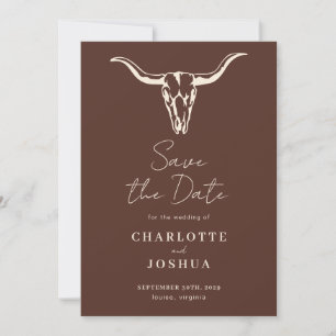 Western Save the Date Rustic Boho Cow Skull