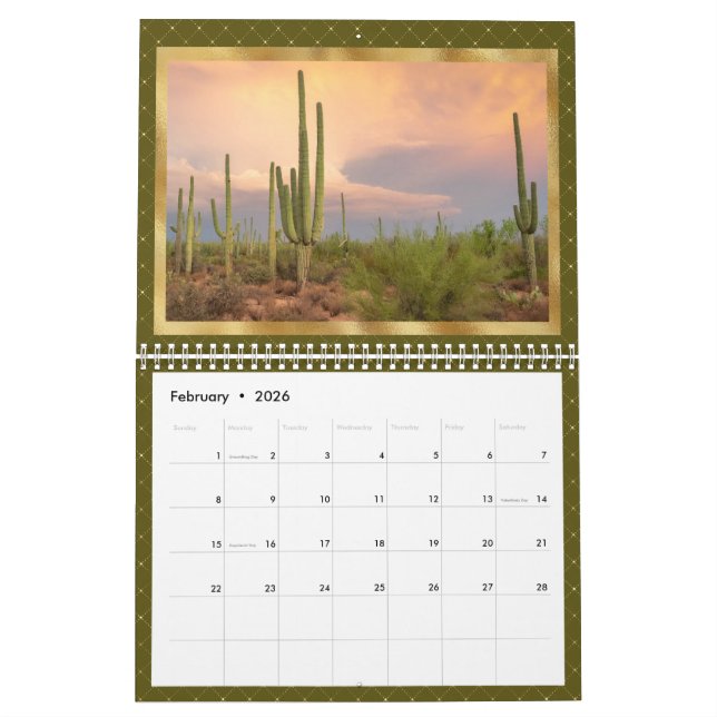 Western Scenes Gold Calendar (Feb 2026)