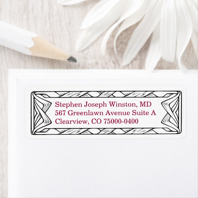 Western Scroll Design Return Address White (Insitu)