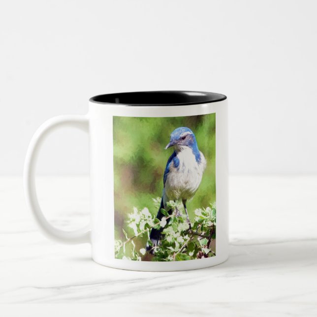 Western Scrub Jay Two-Tone Coffee Mug (Left)