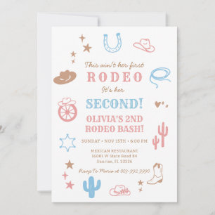 Western Second Rodeo Girl Birthday Invitation 