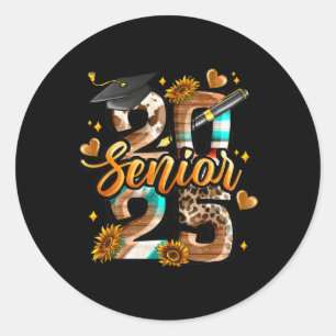 Western Senior 2025 Cowhide Graduation Cl Of 2025 Classic Round Sticker