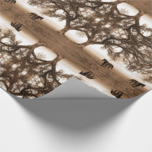 Western Sepia Tones with Horse and Oak Tree Wrapping Paper