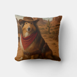 Western Sheltie Throw Pillow