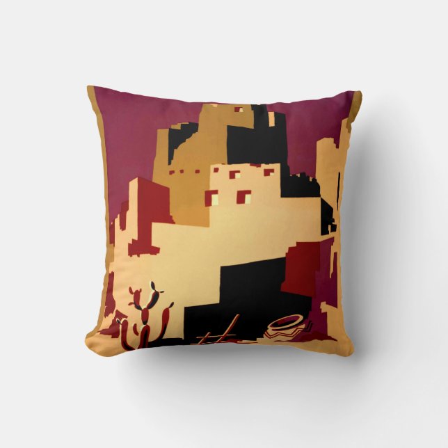 Western Southwest Pueblo WPA National Throw Pillow (Front)