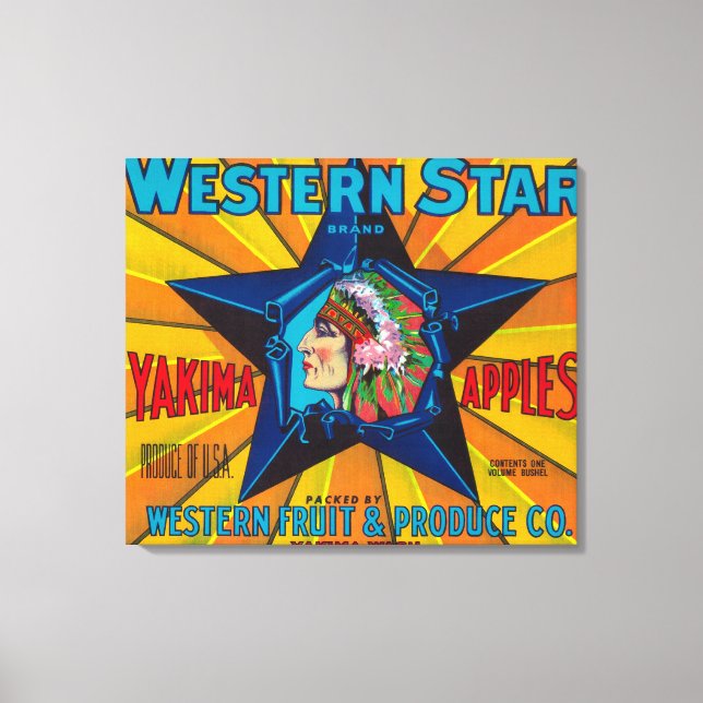Western Star Apple Label - Yakima, WA Canvas Print (Front)