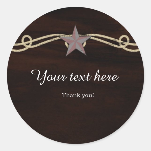 Western Star Country Wooden Party Favour Sticker (Front)