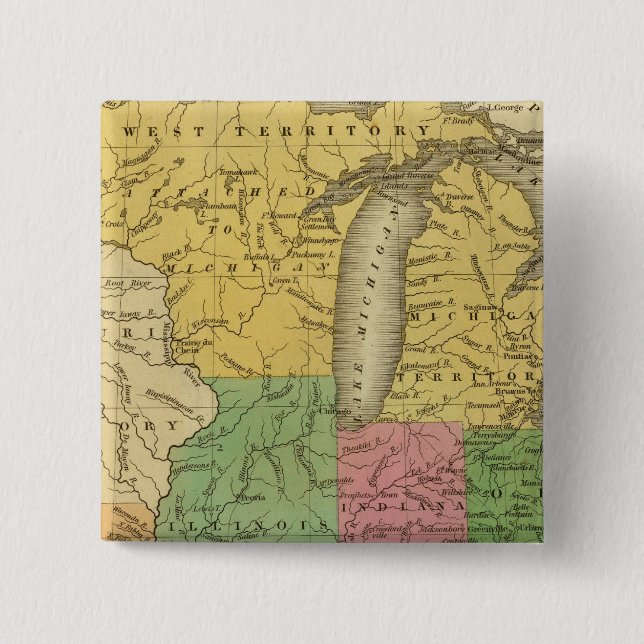 Western states, territories 2 inch square button (Front)