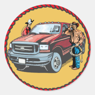 Western Stickers Rodeo Cowboys With Truck