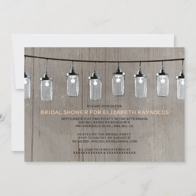 Western String Lights Bridal Shower Invitations (Front)