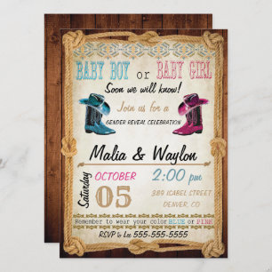 Western Style Baby Reveal Shower Invite