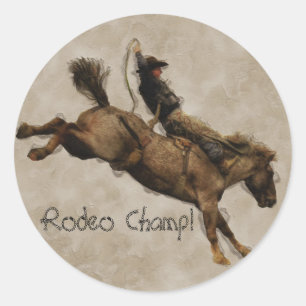 Western-style Bucking Bronco Cowboy Classic Round Sticker