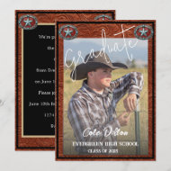 Western Style Cowboy Photo Graduation Invitation