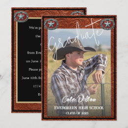 Western Style Cowboy Photo Graduation Invitation