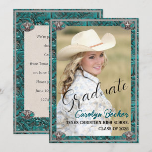 Western Style Cowgirl Photo Graduation Invitation