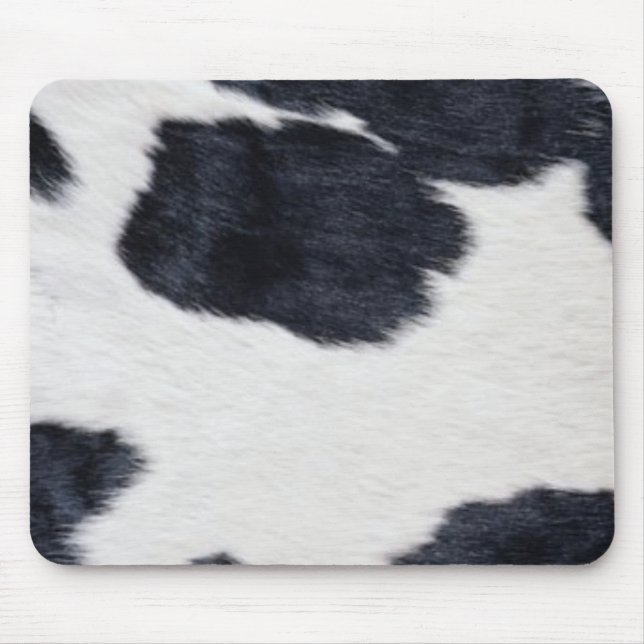 Western Style Cowhide Black/White Print Mouse Pad (Front)