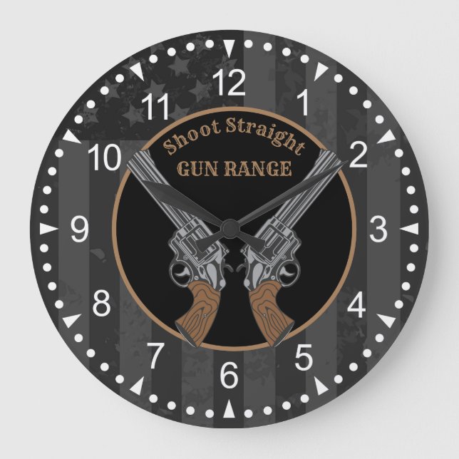 Western Style Guns And Custom Name Large Clock (Front)
