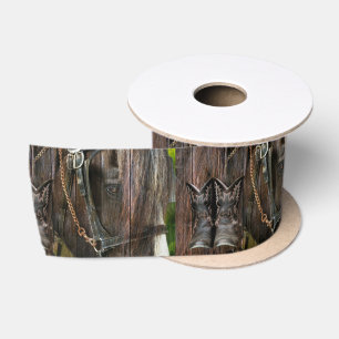 Western Style Horse And Cowboy Boots Satin Ribbon