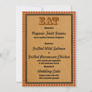 Western Style Reception PartyDinner Menu Invitation