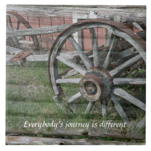 Western Style Rustic Wagon Wheel Ceramic Tile