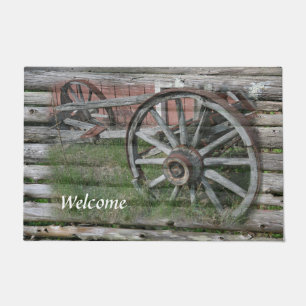 Western Style Rustic Wagon Wheel Door Mat