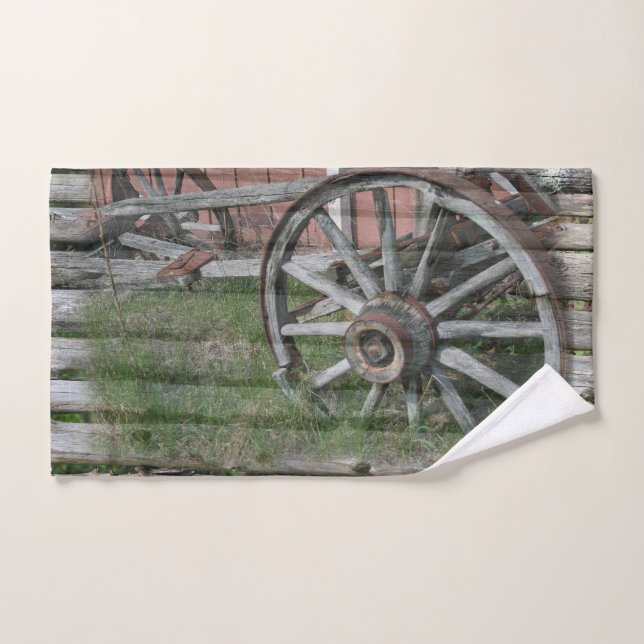 Western Style Rustic Wagon Wheel Hand Towel (Hand Towel)