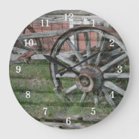 Western Style Rustic Wagon Wheel Wall Clock