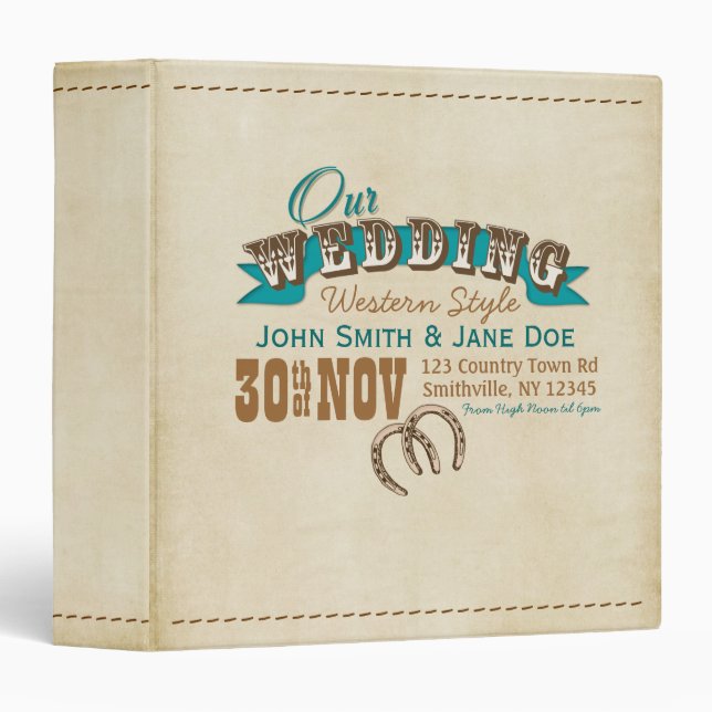 Western Style Wedding Planner or Album Binder (Front/Spine)