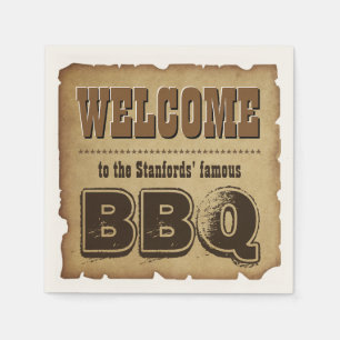 Western Style Welcome to our BBQ (customizable) Napkin