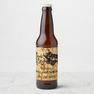 Western Style Wooden Boards and Stagecoach Beer Bottle Label