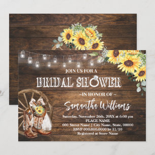 Western Sunflower Bridal Shower Country Wedding Invitation