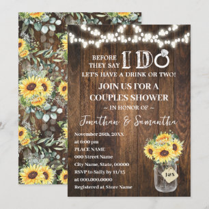 Western Sunflowers Before I do Couples Shower Invitation