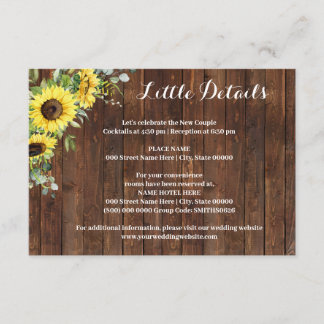 Western Sunflowers Greenery Shower Wedding Details Enclosure Card
