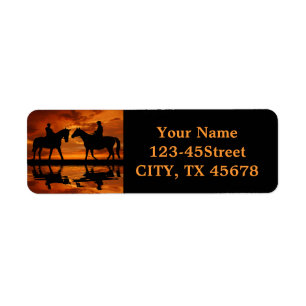 Western Sunset Horseback équitation silhouette cow