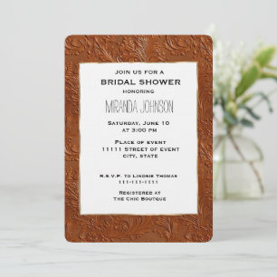  Western Tan Brown Bohemian Cowgirl Bridal Shower Invitation