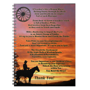Western Teacher Appreciation Poem Notebook