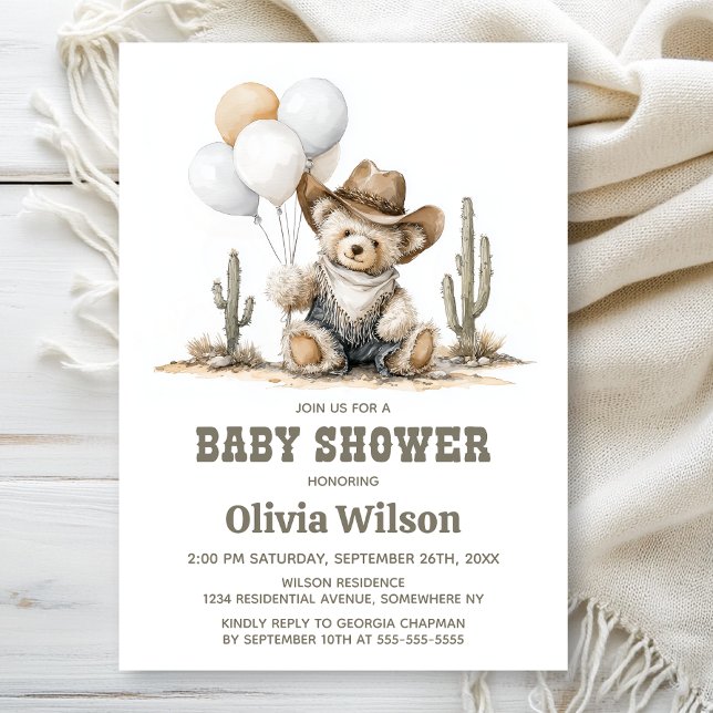 Western Teddy Bear Baby Shower Invitation (Creator Uploaded)