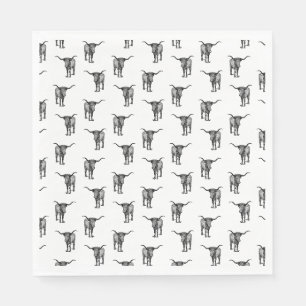 Western Texas Longhorn Bull CUSTOM BG COLOR Napkin