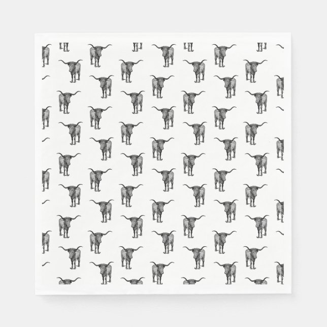 Western Texas Longhorn Bull CUSTOM BG COLOR Napkin (Front)