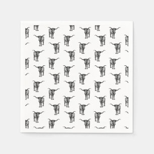 Western Texas Longhorn Bull CUSTOM BG COLOR Napkin